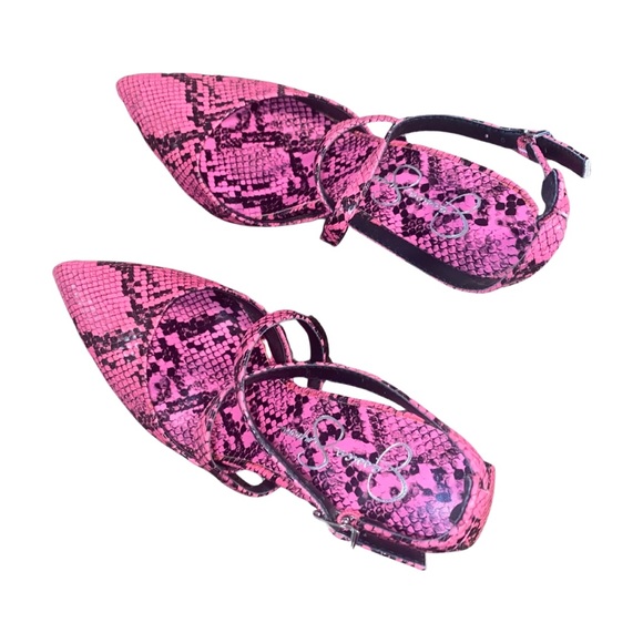 Jessica Simpson Ambrie Neon Pink Python Snake Print Sexy Heels - Picture 7 of 15